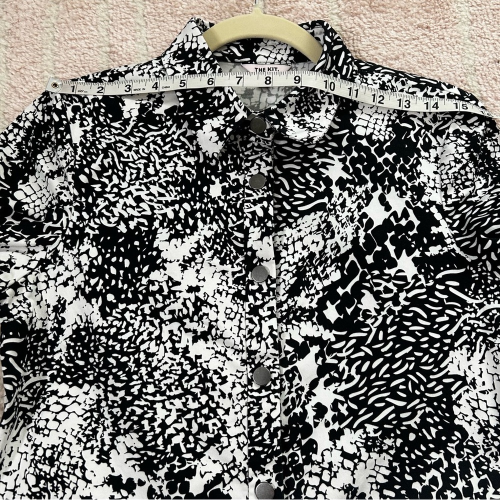 The Kit Black White Patterned Alex Jumpsuit Cropped Long Sleeve Size Medium Fall - Picture 6 of 12